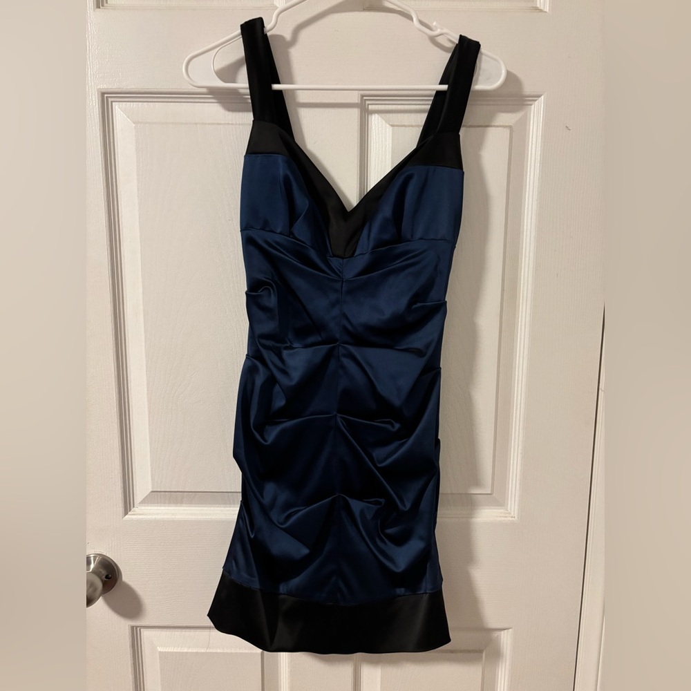 Nicole Miller Blue Ruched Sheath Mini Dress